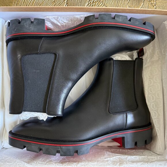 Authentic Christian Louboutin Alpinosol Black Leather Chelsea Boots | Men\'s 11.5 Alpinosol - Boots - Calf leather - Black - Men - Christian  main image 2
